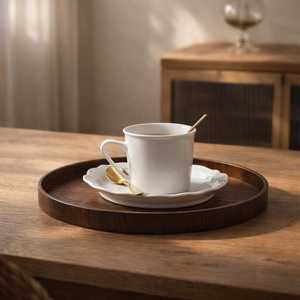 Round Wooden Serving <b>Tray</b> Minimalist Wood Coffee & Tea <b>Tray</b> For Home Decor Multipurpose Decorative <b>Tray</b> Housewarming Gift - Product Image 3