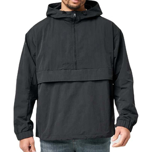 Hot Sale Black Anorak Low MOQ Fitness & Training Apparel Custom Logo Print Quarter Zip Pullover <b>Track</b> <b>Jacket</b> Anorak Windbreaker - Product Image 6