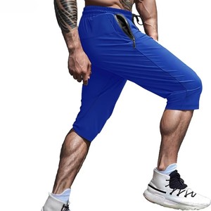 Pantalones Cortos Capri Azules para Hombre, Cintura Elástica, Secado Rápido, Tela de Lona, Estilo Deportivo Casual, Bordados, Cintura Media, Bolsillos, Cordón Ajustable - Product Image 6