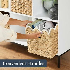 Solution de rangement élégante et durable multi-usages pour la maison, ensemble de paniers en jacinthe d'eau tressés à la main, design pliable - Product Image 4