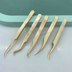 แหนบต่อขนตาทองคำขายส่ง แหนบต่อขนตาแบบกำหนดโลโก้เอง แหนบต่อขนตาแบบ Volume แหนบต่อขนตาความแม่นยำสูง - Product Image 5