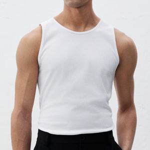 Débardeur blanc sans manches pour homme, col rond, en coton tricoté uni, vêtement décontracté - Product Image 4