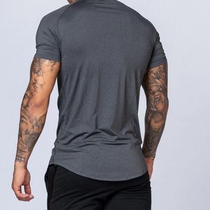 <b>Mens</b> Curved Hem <b>Gym</b> T <b>Shirt</b> Raglan Sleeve Quick Dry Muscle Fit Workout Top Plain Breathable Bodybuilding Fitness Sports T <b>Shirts</b> - Product Image 2