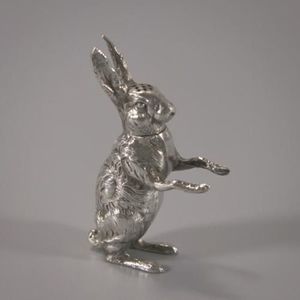 Modern cast aluminium <b>rabbit</b> statue charming sitting bunny metallic animal decor sculpture for stylish interiors - Product Image 1