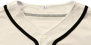 Maillot de baseball classique à base de crème avec bordure noire, en maille polyester vierge, pour le sport, vente en gros, haut de gamme - Product Image 4