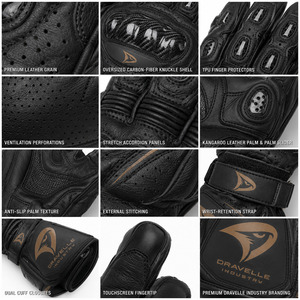 Guantes de Carreras para Hombre, de Cuero con Protección de Fibra de Carbono en la Palma, Cierre de Velcro, Unisex, para Motociclismo - Product Image 6