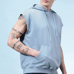 Men <b>Sleeveless</b> <b>Hoodies</b> Breathable Cotton Custom logo Regular <b>Sleeveless</b> <b>Hoodies</b> for Men's High Quality <b>Sleeveless</b> <b>hoodies</b> - Product Image 4