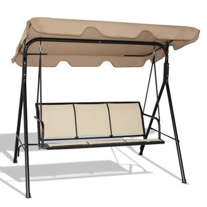 Columpio de Patio con Estructura de Acero para 3 Personas, Toldo Ajustable y Ángulo de Poliéster - Product Image 1