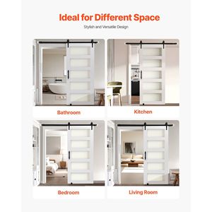 บานเลื่อนกระจกฝ้า MDF ขนาด36x84นิ้วพร้อมชุดฮาร์ดแวร์ - Product Image 6