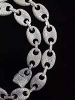 KRISHNAM JEWELS Bijoux de luxe Hip Hop Chaîne cubaine unisexe en argent 925 plaqué rhodium avec moissanite VVS1 de 18 mm et 24 pouces, 28g, Vente en gros