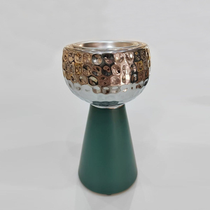 Luxury Hammered Metal <b>Incense</b> Burner Set, Gold & Silver With Matte Green Base Arabic <b>Cone</b> Holder For Home Decor & Aromatherapy - Product Image 5
