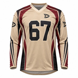 เสื้อเจอร์ซีย์วิบาก OEM Retro Motocross หมายเลข 67 แบบ Sublimation สำหรับแข่งรถวิบาก MX สีครีมวินเทจ แขนยาว ระบายอากาศได้ดี - Product Image 2
