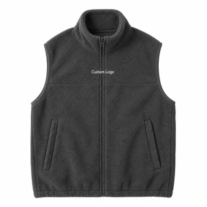 Gilet en polaire premium pour homme, logo personnalisé, respirant, hiver, fermeture éclair intégrale, sans manches, décontracté, extérieur - Product Image 5