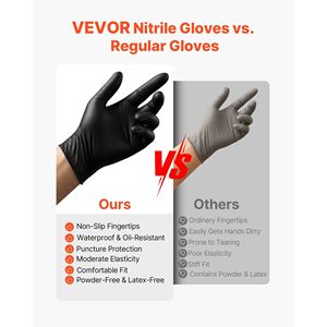 Gants jetables en nitrile noir 4,5 mil, bouts des doigts texturés, sans poudre, sans latex, qualité alimentaire, résistants aux perforations - Product Image 5