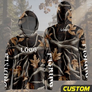 Sweat à capuche de chasse personnalisé ODM à manches longues, sublimation, protection solaire UPF50+, polyester, vêtements de pêche en plein air, chemises de chasse - Product Image 1