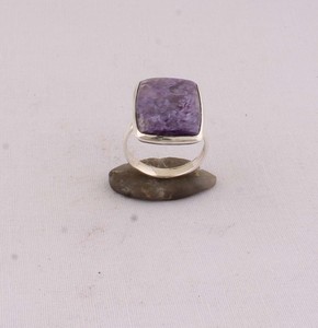 Wholesale 925 Sterling Silver Natural Russian Charoite Ring <b>Cushion</b> Cut Purple Gemstone <b>Statement</b> Ring Handmade Artisan Jewelry - Product Image 6