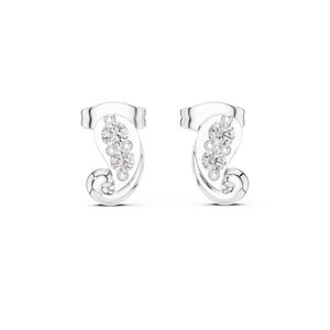 Pendientes de compromiso de oro amarillo de 14 quilates con diamantes cultivados en laboratorio para mujer |   Diamante Cultivado Nuevo - Product Image 2