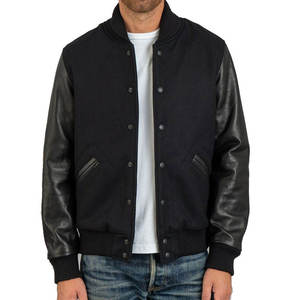 Custom Logo Wool Embroidery Baseball Letterman <b>Jackets</b> <b>Men</b> Canvas Cotton Sleeve Breathable Winter Varsity <b>Jacket</b> - Product Image 1