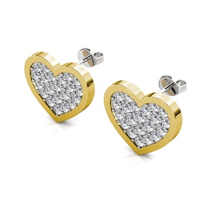 Chunky 2 Become 1 Heart Stud Pendientes Daisini Adornado con cristales Swarovski Multi Color 18K Chapado en oro Pendientes de mujer - Product Image 4