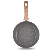 Casseroles de cuisine ustensiles de cuisine en granit aluminium antiadhésif avec poignées en bois ustensile de cuisine ménager