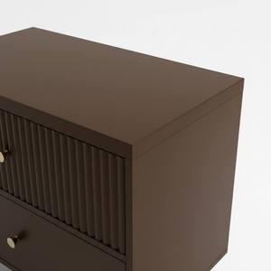 PKP FURNITURE Modern Chocolate Brown 2 Drawer Cabinet Wood <b>Bedroom</b> Midcentury Floor Mount Durable Eco-Friendly Inflatable Home - Product Image 2