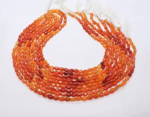 Perles ovales lisses en cornaline naturelle AAA 5x7MM, perles de pierre précieuse cornaline dégradée, brin de perles de cornaline unies de 16 pouces pour bijoux - Product Image 4