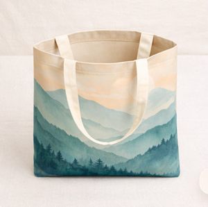 Wholesale Customized Cotton Canvas Shopping Shoulder <b>Bags</b> Canvas Tote <b>Bag</b> Large Size Mountain Landscape Print - Product Image 4