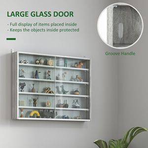 Vetrina Moderna Grigia a 5 Ripiani in Vetro con Ripiani Regolabili e 2 Porte, Montabile a Parete - Product Image 5
