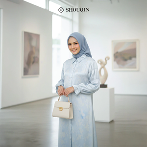 Vestido Gamis de Satén para Mujeres Musulmanas Irlandesas Shouqin, Elegante, Antiarrugas, con Estampado Floral, Cuello Camisero, Botones Delanteros, para Lactancia - Product Image 1