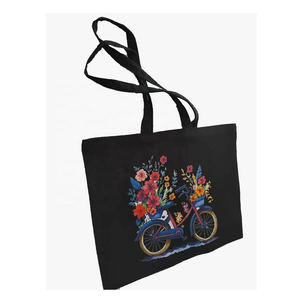 Sac fourre-tout décontracté pour femme noir en toile imprimée écologique de qualité supérieure avec double sangle de transport à bandoulière - Product Image 1