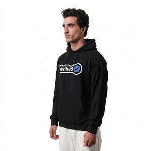 Sudadera con Capucha Negra para Hombre al por Mayor, con Logotipo Bordado Verificado en la Parte Delantera, Informal, de Algodón French Terry, Corte Regular, para Otoño - Product Image 5