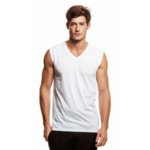 Camiseta sin mangas con cuello en V 100% algodón para hombre, camisetas sin mangas de verano para hombre, chalecos sin mangas de moda urbana para hombre - Product Image 4