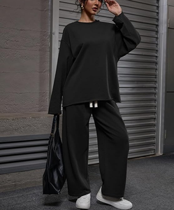 Ensembles décontractés 2 pièces grande taille pour femmes – Survêtements d'hiver 2026 – Sweat-shirt à col rond et pantalon de survêtement large – Tenues de détente – Survêtement - Product Image 6