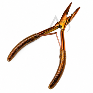 Pince à micro-anneaux pour extensions capillaires à trois trous, impression de logo personnalisée, en cuivre, pour ouverture et fermeture de micro-anneaux - Product Image 1