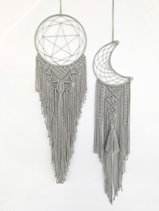 Tapiz Circular de Algodón Tejido Estilo Bohemio, Decoración de Pared con Borlas, Arte de Pared de Macramé para el Hogar - Product Image 4