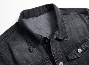 Veste en jean surdimensionnée à délavage léger, coupe régulière, avec patchs en chenille personnalisés, séchage rapide, vente en gros - Product Image 3