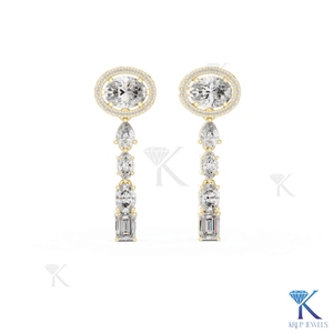 Boucles d'oreilles pendantes en diamant CVD cultivé en laboratoire, taille brillant, certifiées IGI, or massif 14 carats, bijoux de luxe pour femmes, bijoux de mariée - Product Image 3