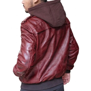 New Style Men Hooded <b>Leather</b> <b>Jacket</b> Custom Logo And Size Sheep Winter Wear For <b>Long</b> Sleeve Comfortable High Quality - Product Image 2