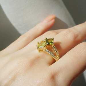 Adjustable Green Zirconia <b>Ring</b> <b>Peridot</b> Style <b>Ring</b> 925 Sterling Silver Elegant Gift For Her Birthday - Product Image 2