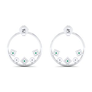 Pendientes de Aro REYES con Gema de Esmeralda de Corte Princesa de 0.24 Quilates en Oro Blanco de 14K, Joyería de Boda con Moissanita Certificada por GRA - Product Image 4