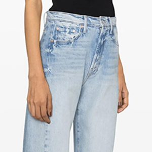 Women Denim Jeans Casual Streetwear High Stretch Breathable Denim Jeans Loose Fit Summer Straight Leg Pants with Hole Detail - Product Image 5