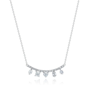 Luxury Diamond Pendant Necklace Women's 925 <b>Silver</b> Rhodium Plated Princess Cut Wedding Jewelry <b>Snake</b> <b>Chain</b> - Product Image 1