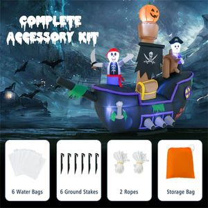 Barca Pirata Gonfiabile per Decorazioni di Halloween da Giardino, 2,1 m con Luci LED e Ventilatore Inclusi - Product Image 4