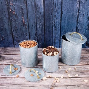 Contenants de stockage alimentaire en métal cylindriques avec couvercles, hermétiques, pour la conservation de la fraîcheur, design industriel, pour utilisation en garde-manger - Product Image 5