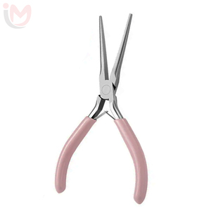 IMANS ENTERPRISES Hair Extension Pliers Stainless Steel Pink Handle Professional Salon Tool for Tape Installation <b>Long</b> <b>Nose</b> - Product Image 5