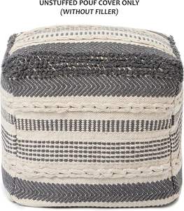 Poufs carrés bohèmes en coton faits à la main, directement de l'usine, housses de poufs, coussins de sol, poufs tissés, console avec incrustations en os - Product Image 4