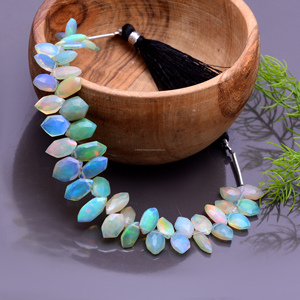 Cuentas de piedras preciosas con forma de hexágono facetado de ópalo etíope natural, hebra multicolor para la fabricación de joyas y artículos de regalo - Product Image 1