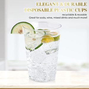 100 gobelets en plastique rigide jetables transparents, robustes, réutilisables, kits de fournitures pour fêtes - Product Image 2