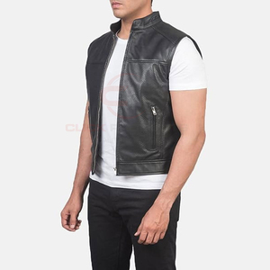 Wholesale New Loose Fit Top Selling <b>Leather</b> <b>Vest</b> Custom Size <b>Leather</b> <b>Vest</b> Solid Colo Breathable <b>Leather</b> <b>Vest</b> For Online Sale - Product Image 6