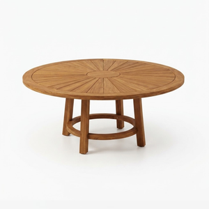 Modern Teak <b>Wood</b> <b>Round</b> Outdoor Dining <b>Table</b> <b>Garden</b> Patio Furniture - Product Image 1